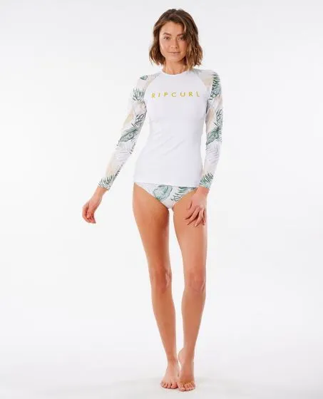 Rip Curl Coastal Palms Long Sleeve Womens Rash Vest 2021 - White