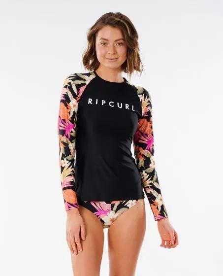 Rip Curl North Shore Long Sleeve Womens UV Rash Vest 2021 - Black