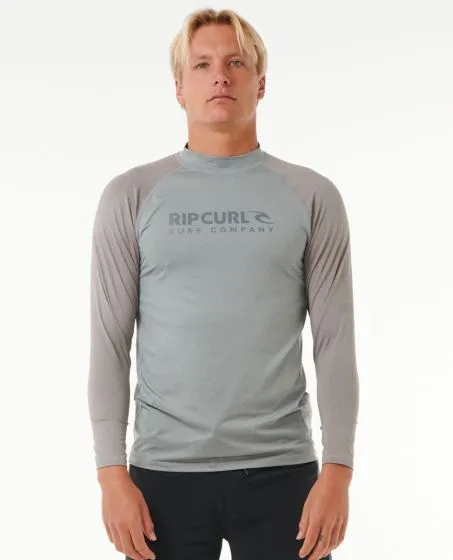 Rip Curl Shock UPF Mens Long Sleeve Rash Vest - Grey Marlee