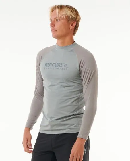 Rip Curl Shock UPF Mens Long Sleeve Rash Vest - Grey Marlee