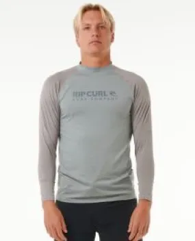 Rip Curl Shock UPF Mens Long Sleeve Rash Vest - Grey Marlee