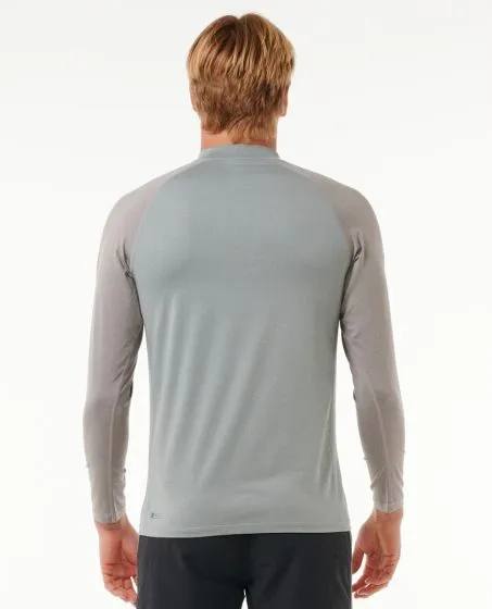 Rip Curl Shock UPF Mens Long Sleeve Rash Vest - Grey Marlee