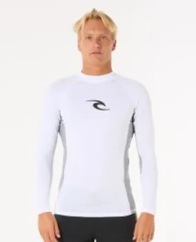 Rip Curl Waves UPF Performance Mens Long Sleeve Rash Vest - White