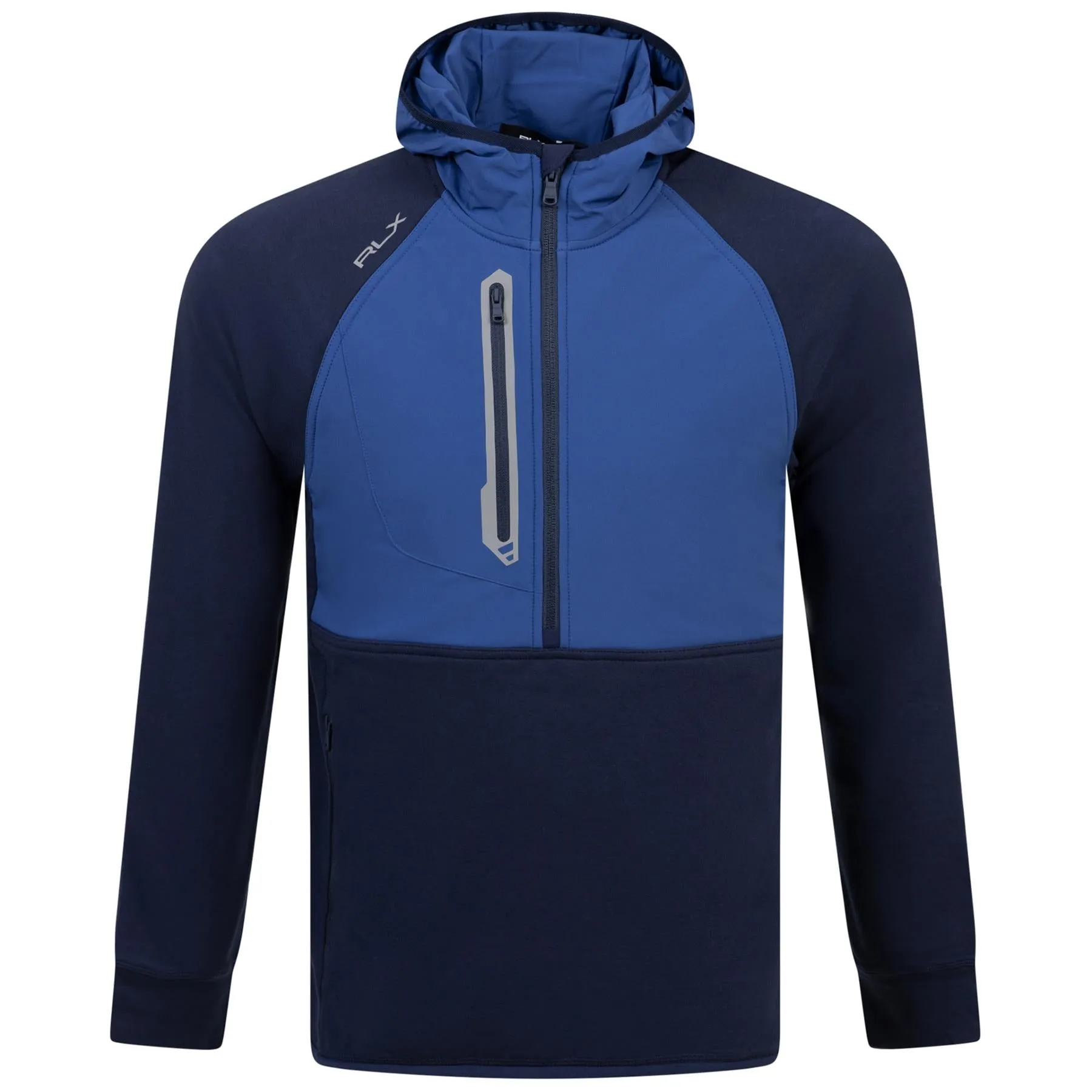 RLX Classic Fit Half Zip Cotton Knit Hooded Jacket Royal Blue - SS24