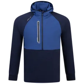 RLX Classic Fit Half Zip Cotton Knit Hooded Jacket Royal Blue - SS24