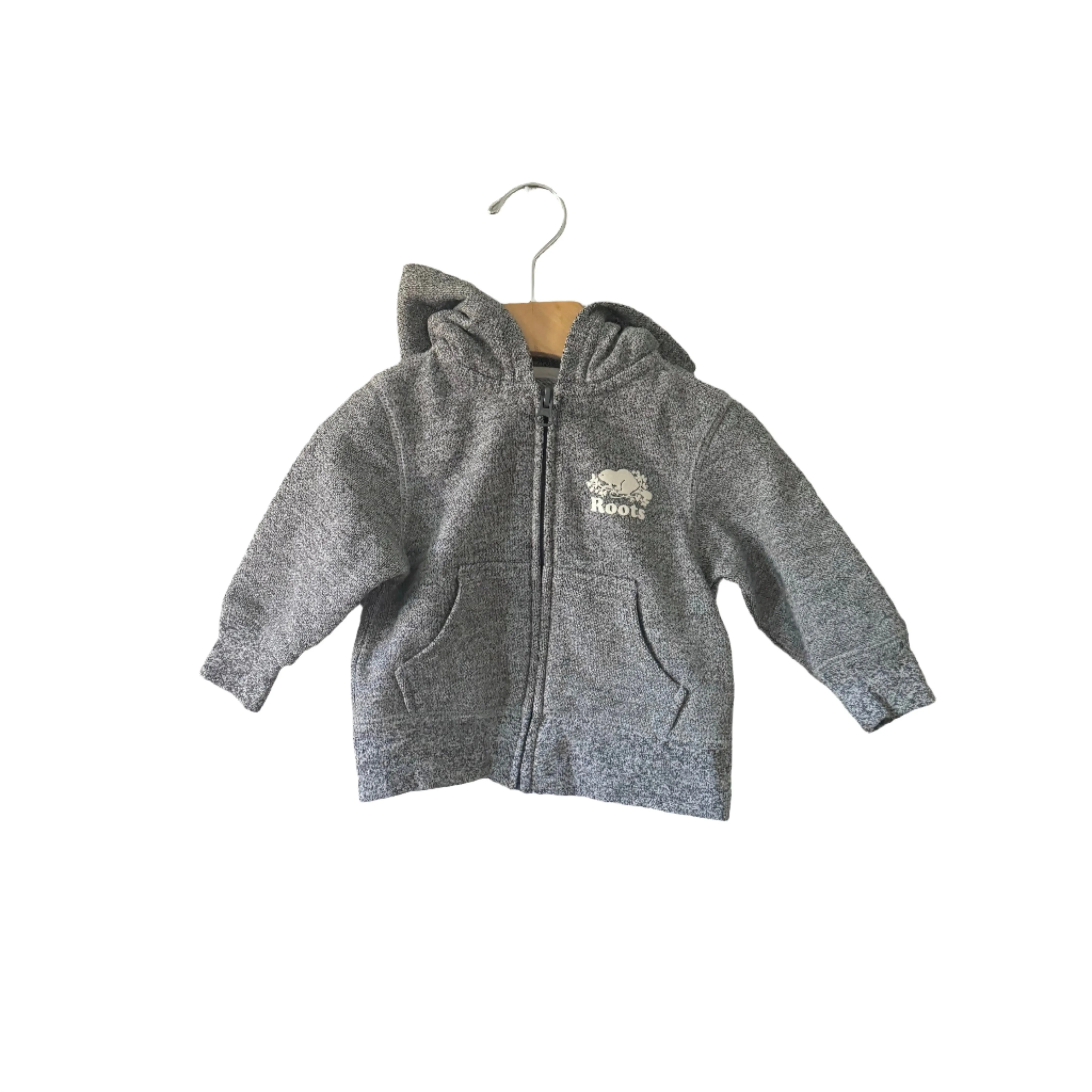 Roots / Salt n pepper knit zip up hoodie / 6-12M