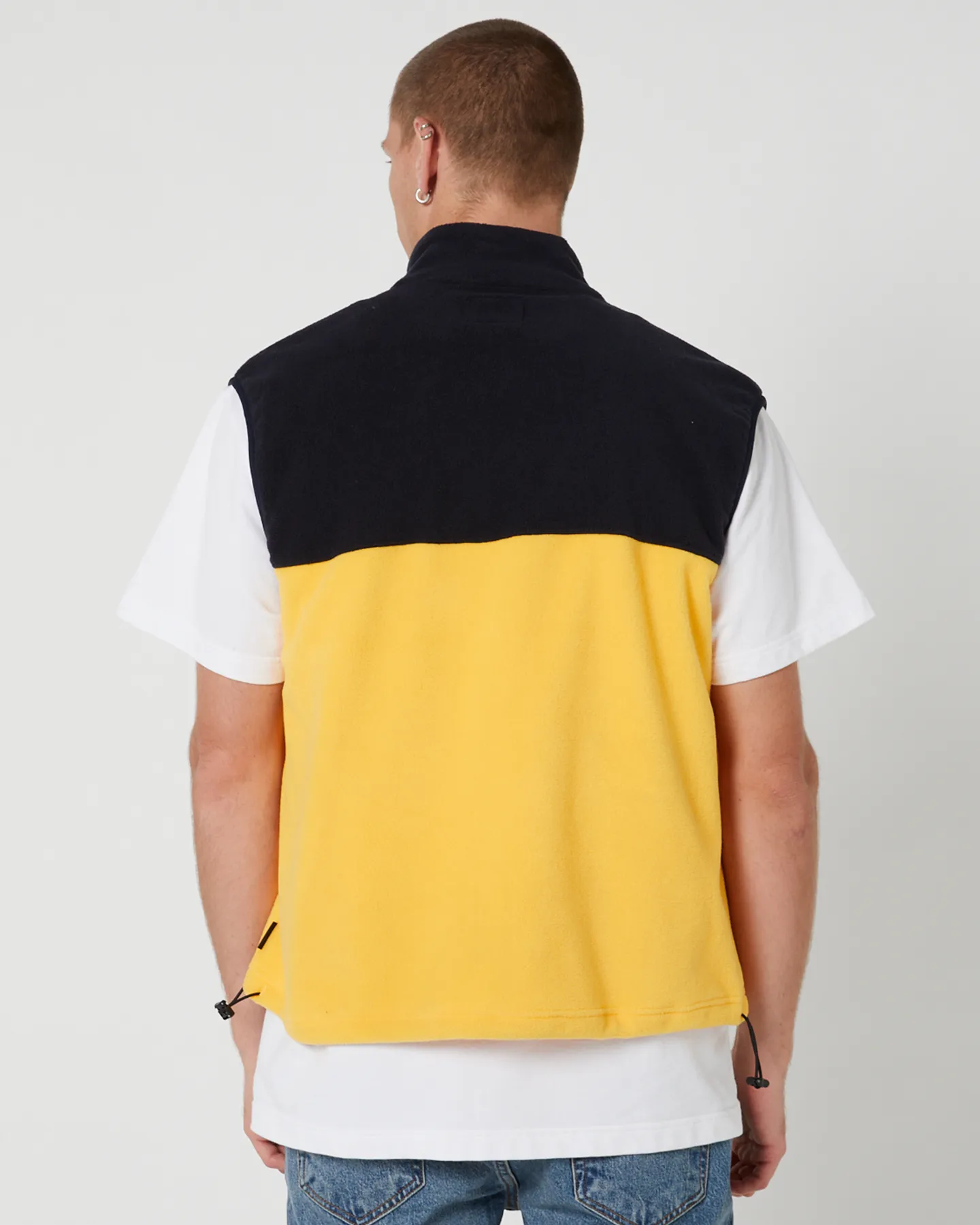 Rusty Tasty Ice Polar Fleece Vest - Yellow/Navy | SurfStitch