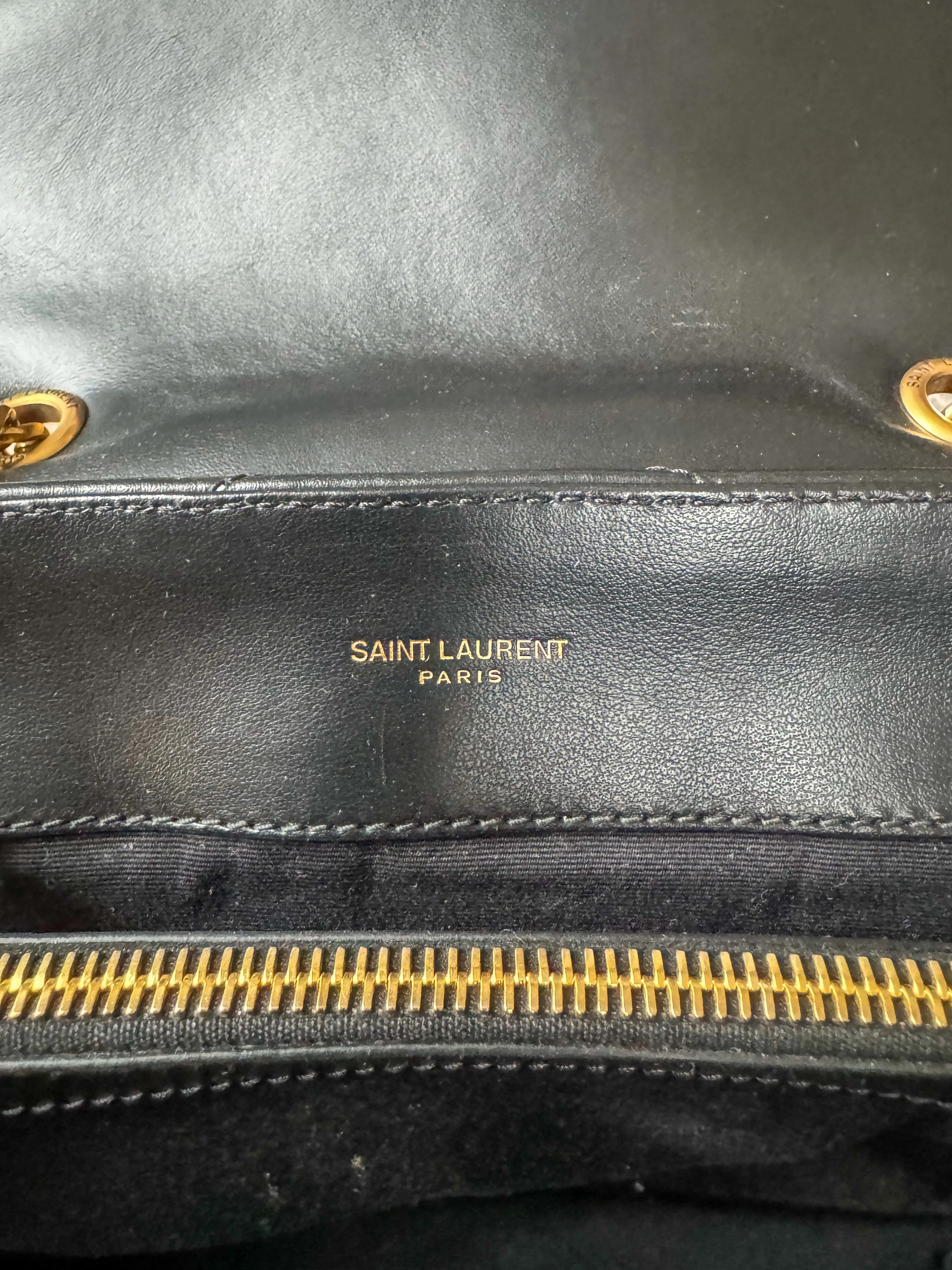 Saint Laurent Black & Gold Quilted Small Loulou Shoulder Bag