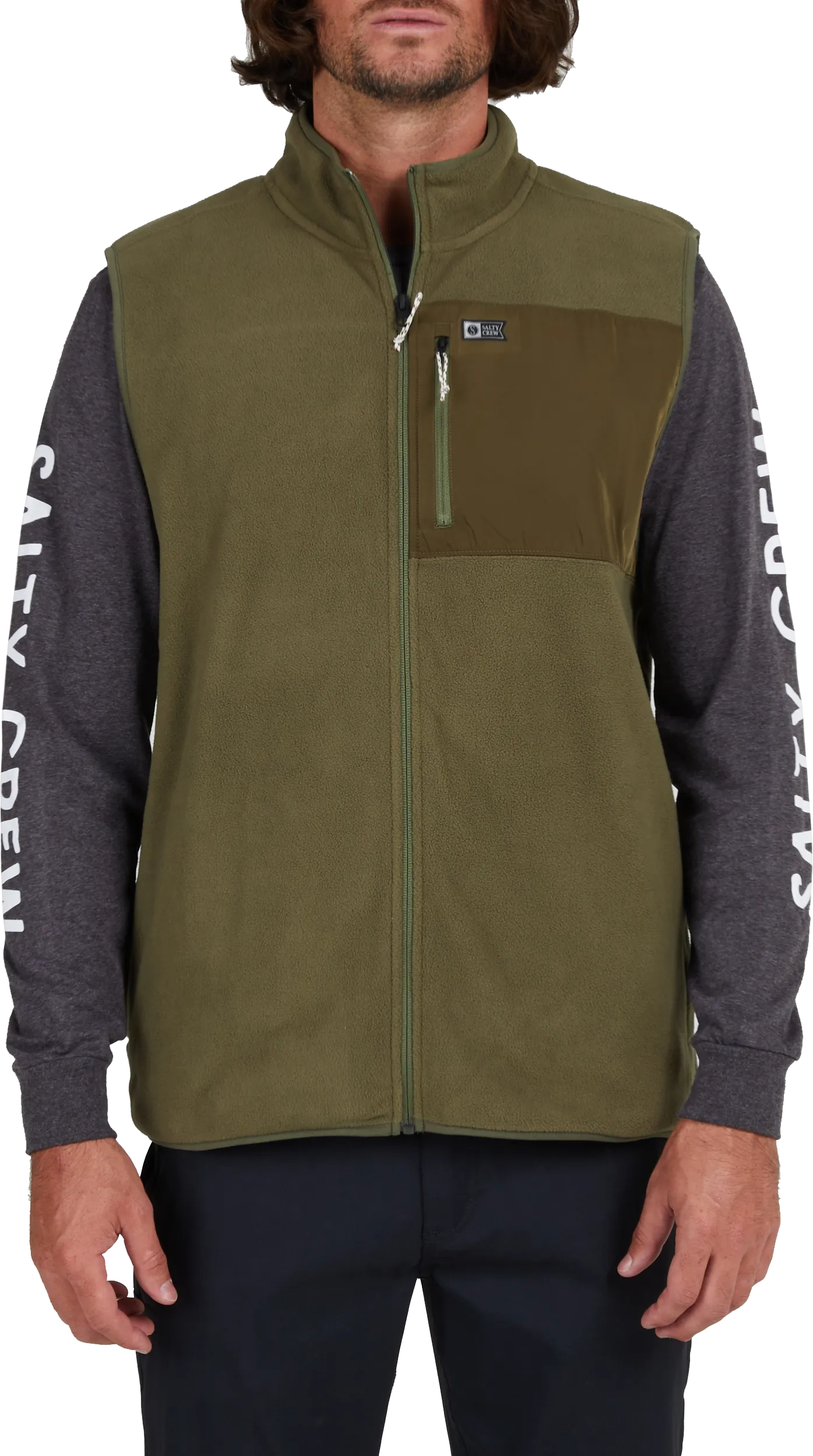 Salty Crew Men's Ebbtide Polar Fleece Vest Olive | Buy Salty Crew Men's Ebbtide Polar Fleece Vest Olive here | Outnort