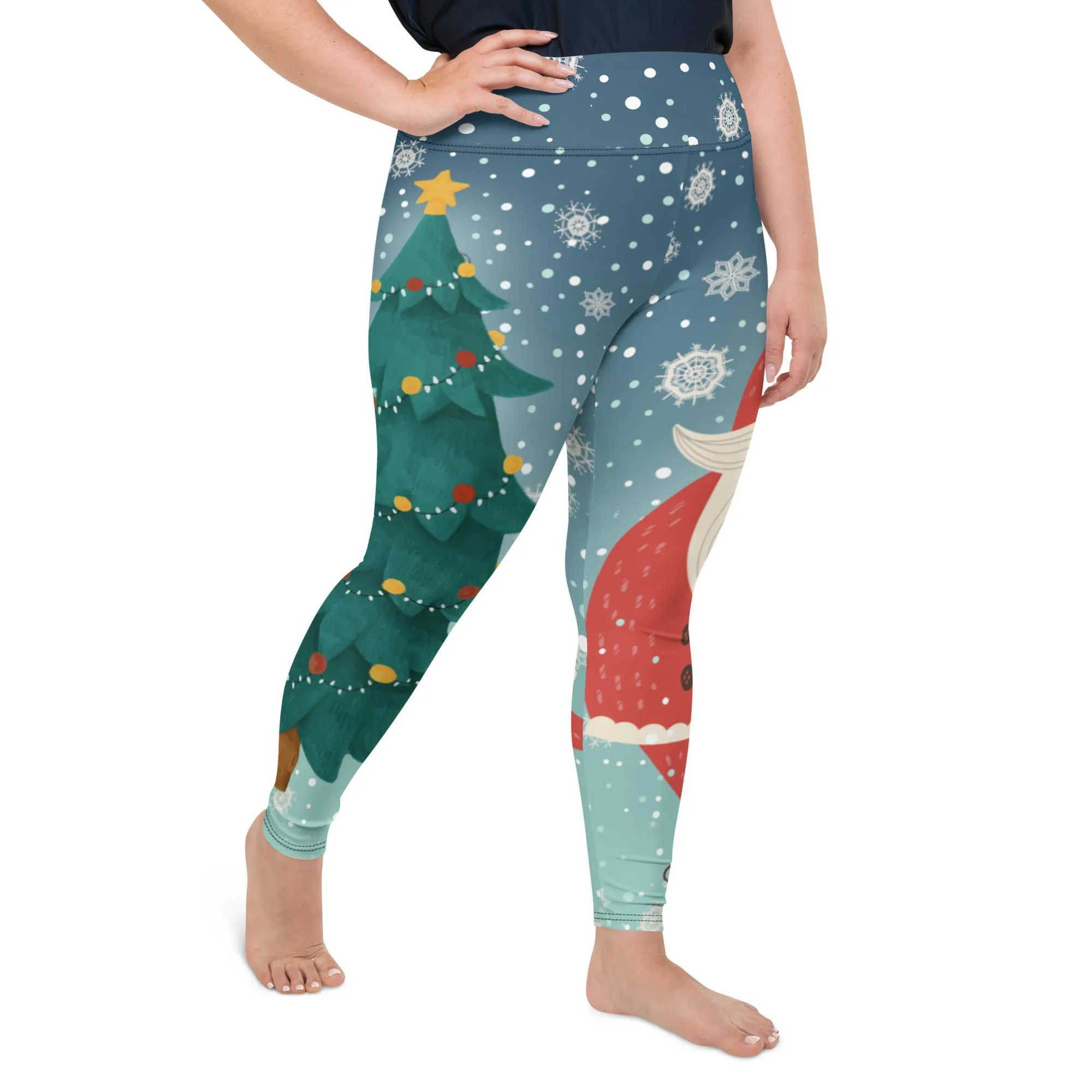 Santa Christmas Tree Plus Size Leggings