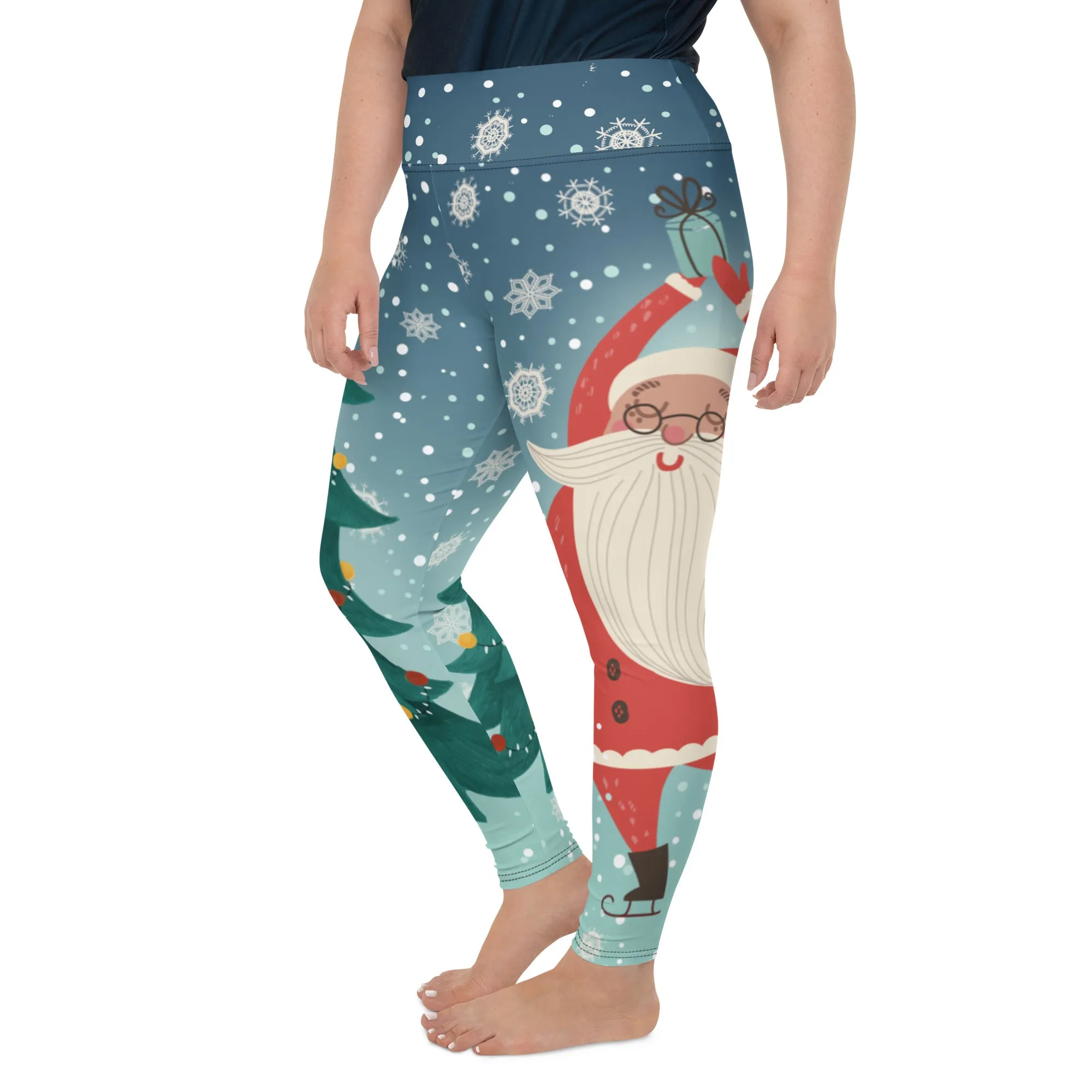 Santa Christmas Tree Plus Size Leggings