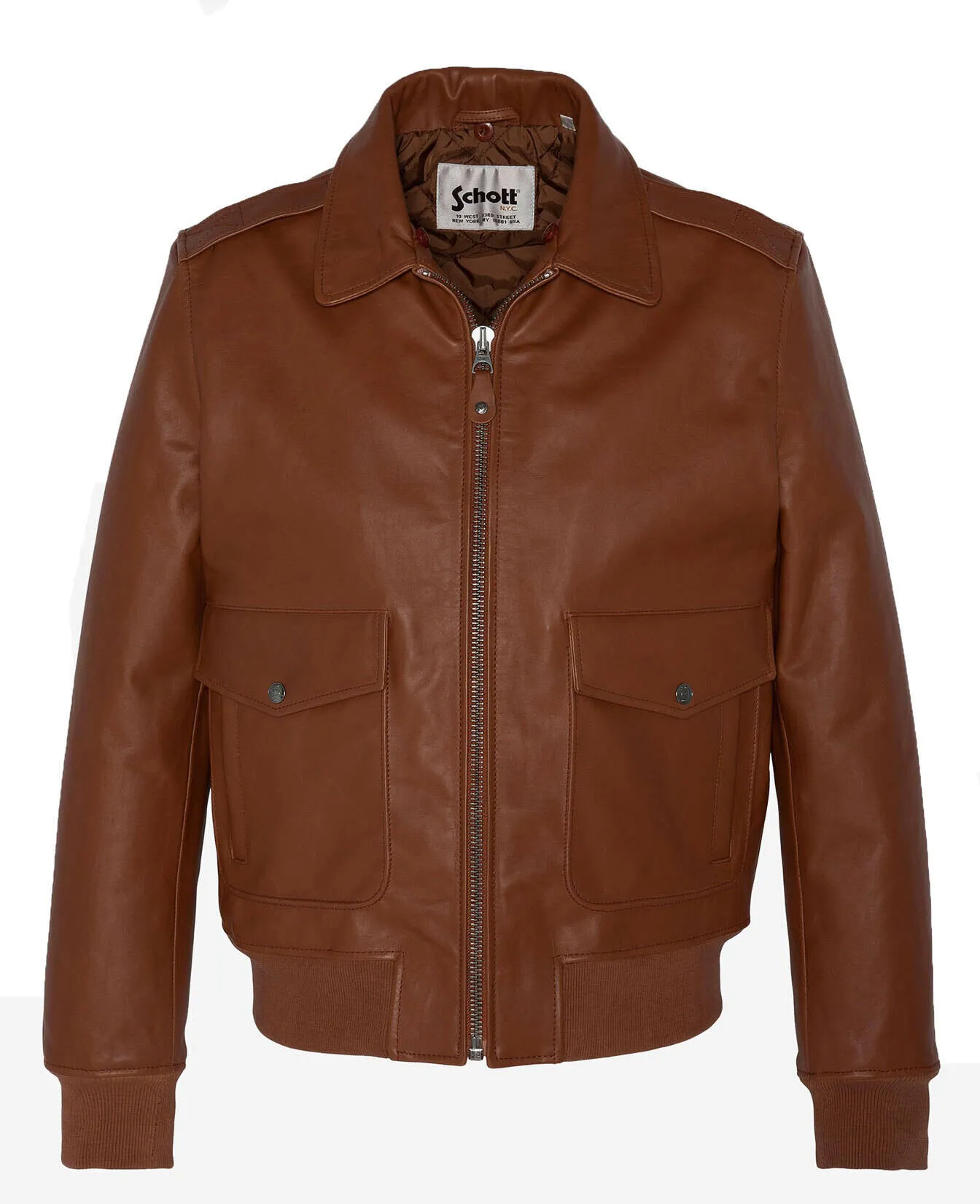 Schott men's cognac leather jacket pilot style lc flyw22 x