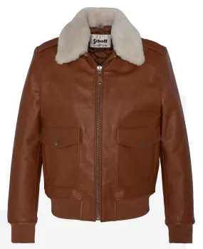 Schott men's cognac leather jacket pilot style lc flyw22 x