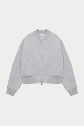 SEAM DETAIL OVERSIZED ZIP THROUGH BOMBER - GREY MARL