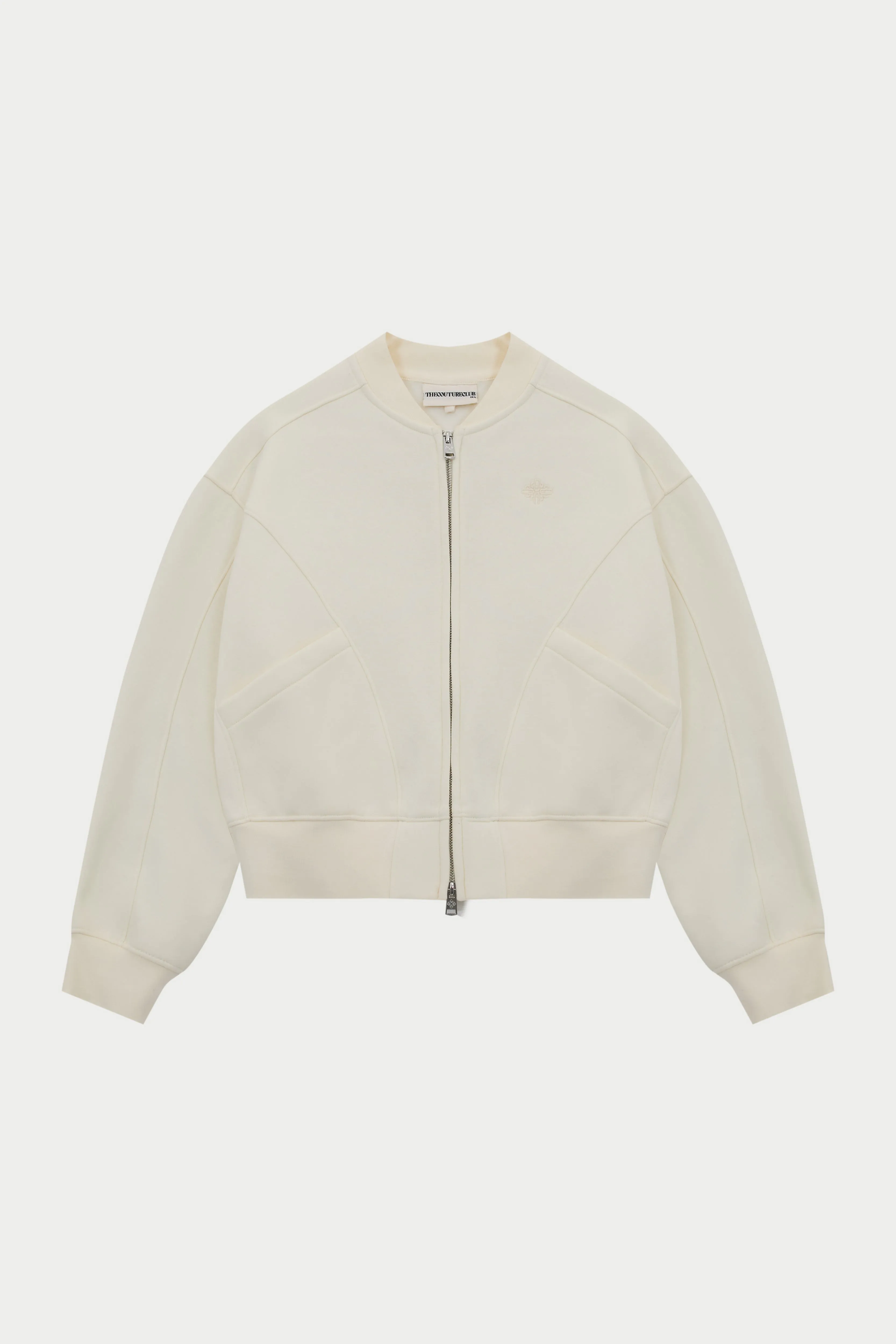 SEAM DETAIL OVERSIZED ZIP THROUGH BOMBER - OFF WHITE