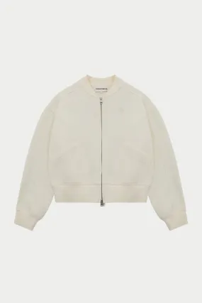 SEAM DETAIL OVERSIZED ZIP THROUGH BOMBER - OFF WHITE