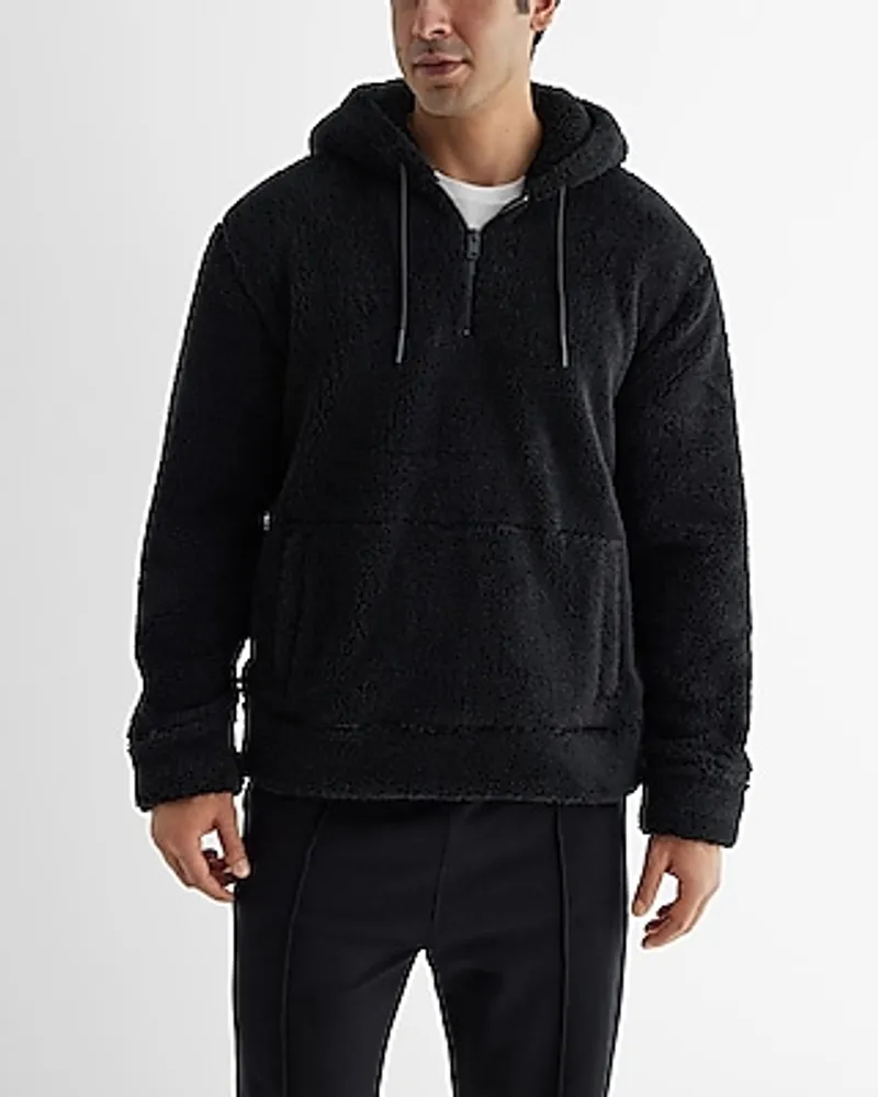 Sherpa Quarter Zip Hoodie Black Men's L