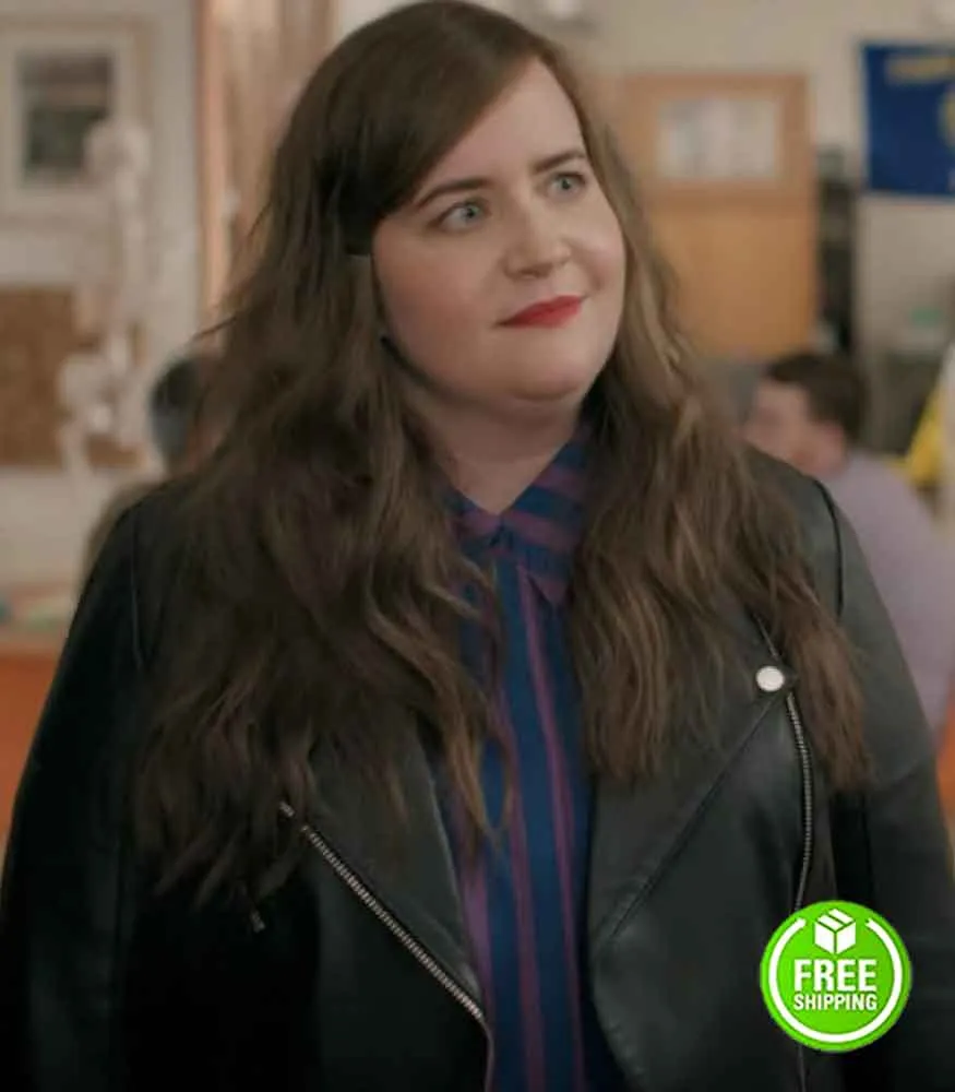 SHRILL SEASON 3 AIDY BRYANT (ANNIE EASTON) BLACK LEATHER JACKET