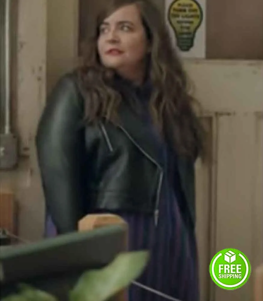 SHRILL SEASON 3 AIDY BRYANT (ANNIE EASTON) BLACK LEATHER JACKET