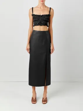 Side Slit Leather Skirt