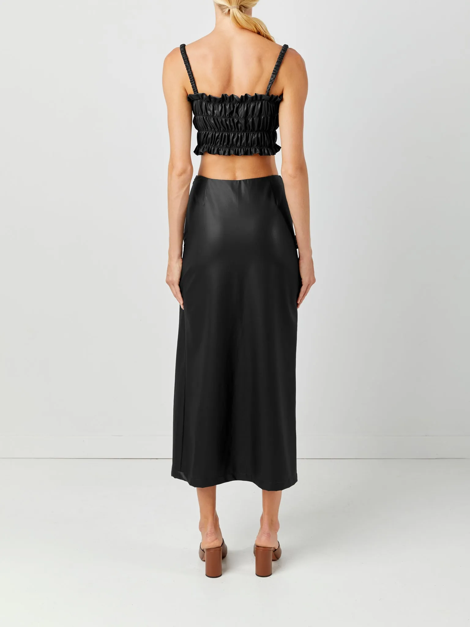 Side Slit Leather Skirt