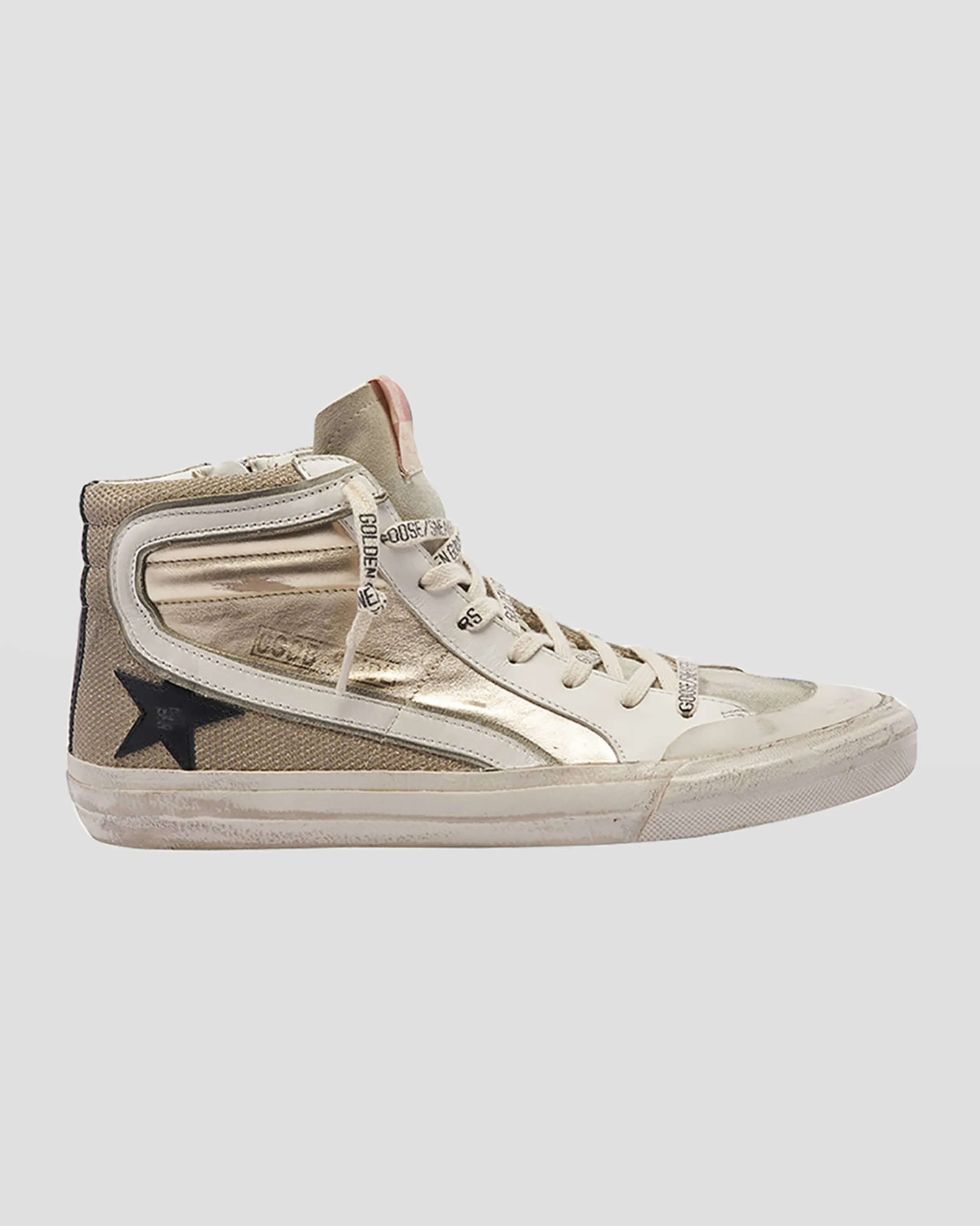 Slide Mid-Top Metallic Leather Sneakers