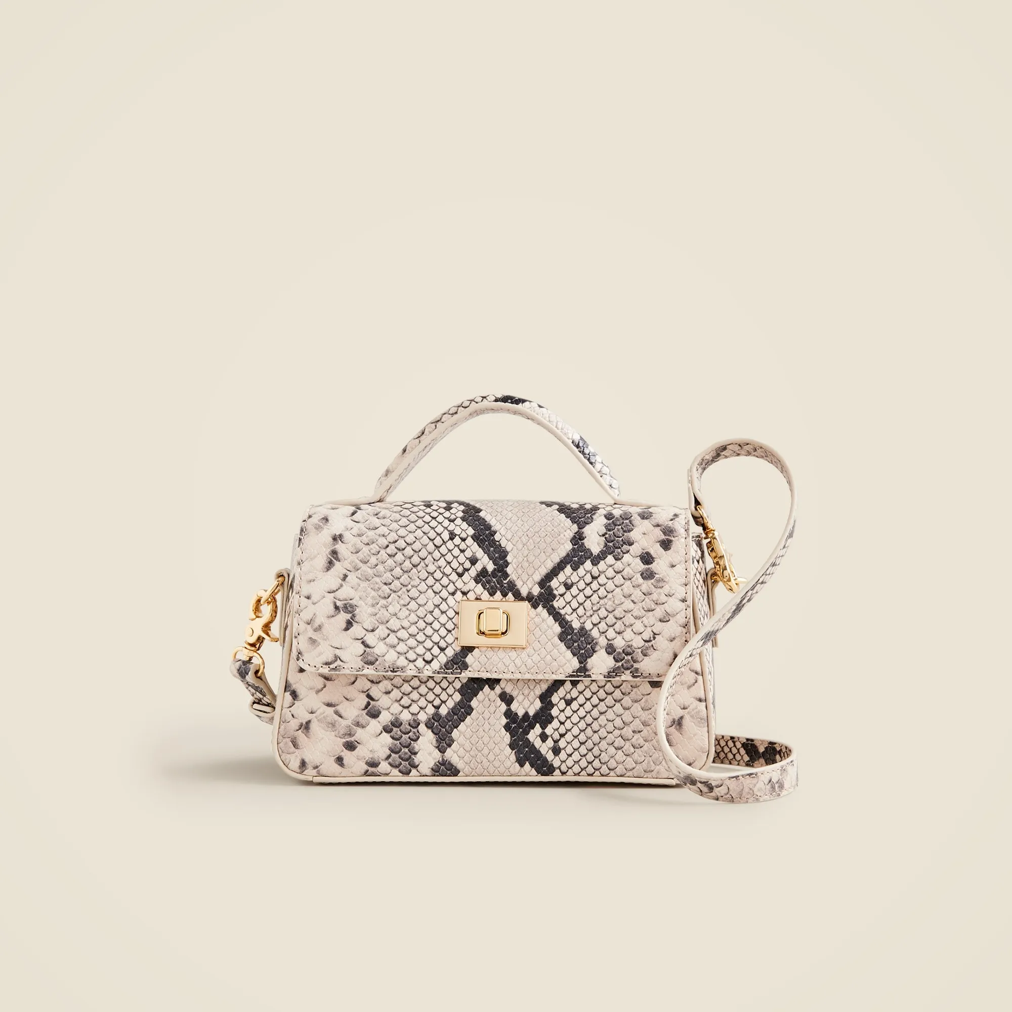 Small Edie top-handle bag in Italian snake-embossed leather