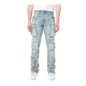 Smoke Rise Mens Multi Pocket Cargo Jeans JP24543-X84 Syosett Blue