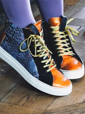 sneakers for women Orange,Blue - PM001 Python Abyss Metallic Orange | PAUL MARIUS