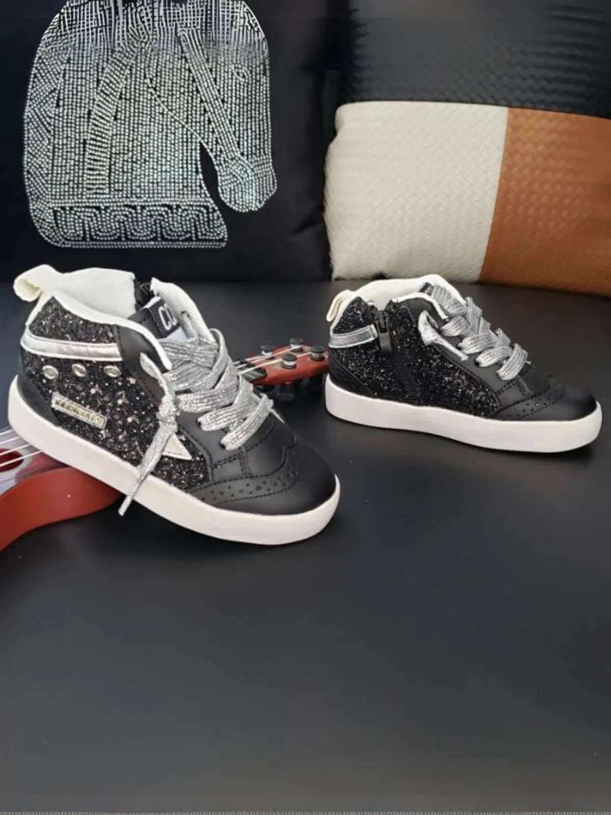 Sparkling Sole-Mates High-Top Glitter Sneakers By Liv and Mia