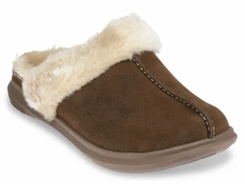 Spenco Womens Supreme Slide Leather Slipper- Bison