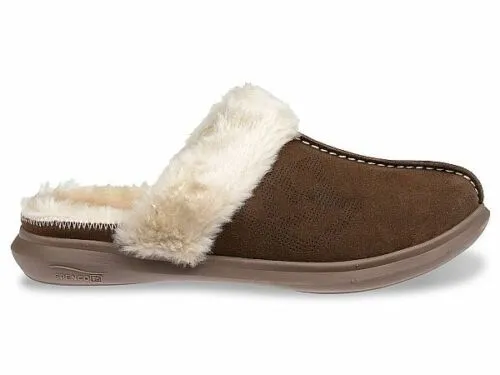 Spenco Womens Supreme Slide Leather Slipper- Bison