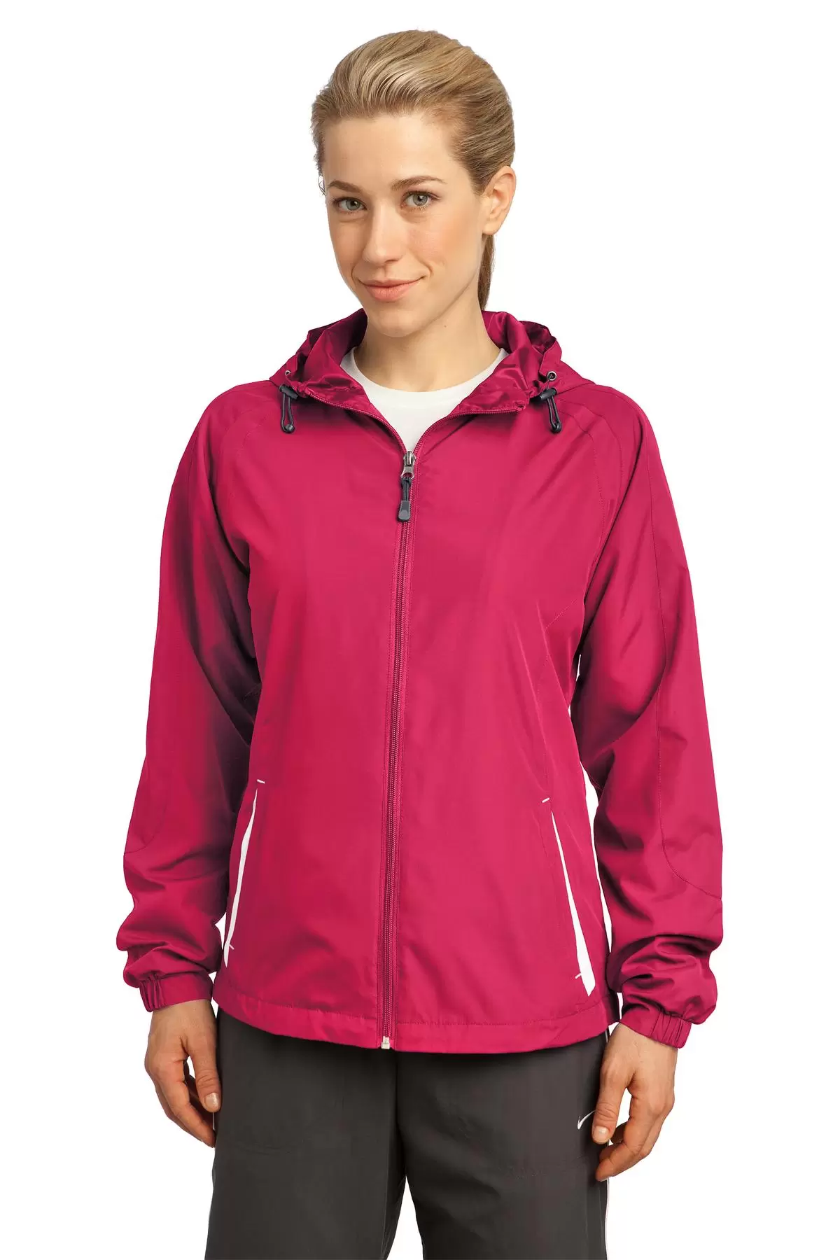 Sport Tek Ladies Colorblock Hooded Jacket LST76 SKU: LST76