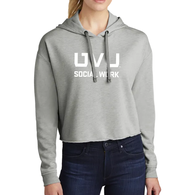 Sport-Tek Ladies PosiCharge Tri-Blend Wicking Fleece Crop Hooded Pullover - UVU Social Work