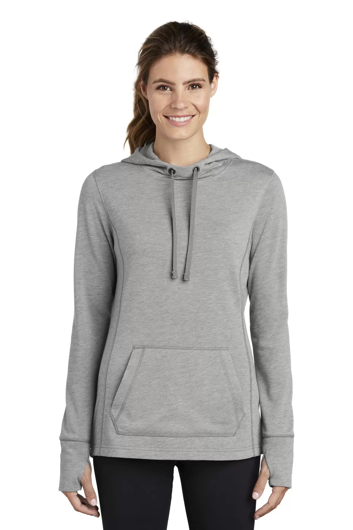 Sport Tek LST296 Sport-Tek  Ladies PosiCharge  Tri-Blend Wicking Fleece Hooded Pullover SKU: LST296