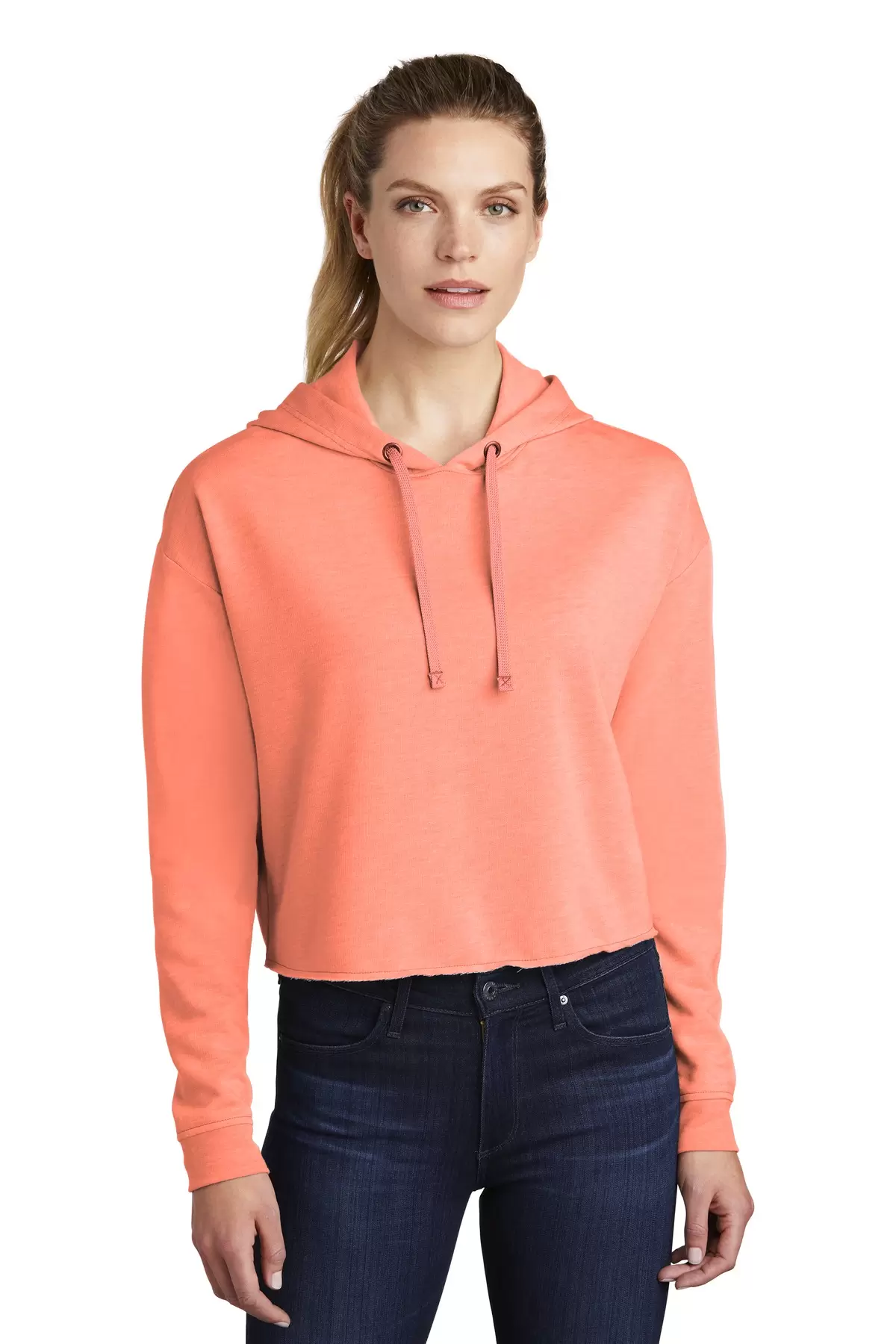 Sport Tek LST298 Sport-Tek    Ladies PosiCharge    Tri-Blend Wicking Fleece Crop Hooded Pullover SKU: LST298