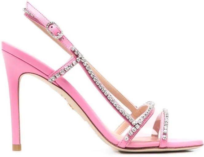 Stuart Weitzman Mondrian Glam crystal-embellished 100mm sandals Pink