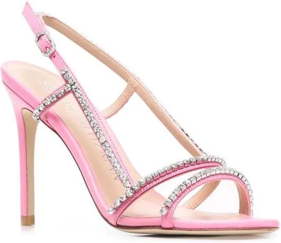 Stuart Weitzman Mondrian Glam crystal-embellished 100mm sandals Pink