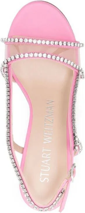 Stuart Weitzman Mondrian Glam crystal-embellished 100mm sandals Pink