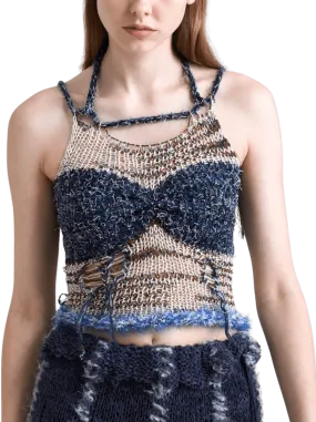 TAKA Selects Gray and Blue Irregular Hole Knitted Vest