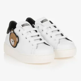 Teen White Leather Teddy Bear Trainers