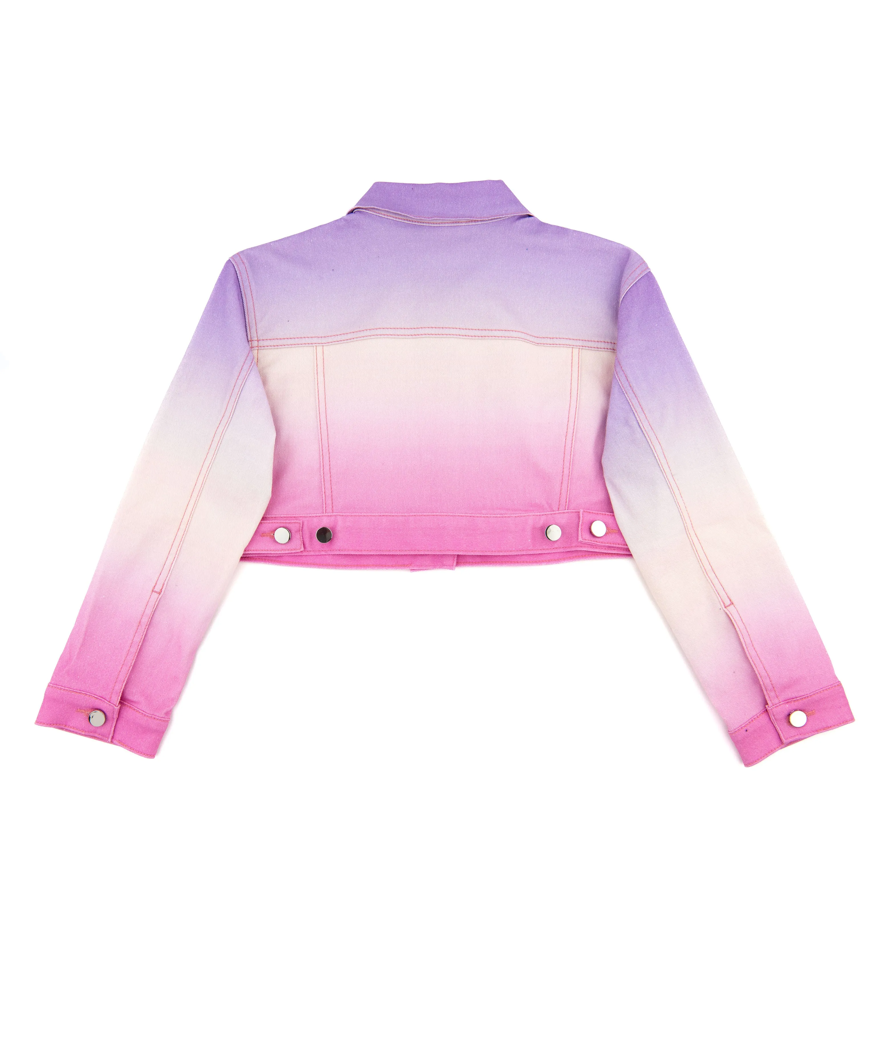 Theme Girls Crosby Cropped Jacket Purple White Pink Ombre