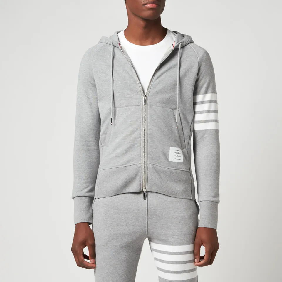 Thom Browne Men's 4-Bar Full Zip Hoodie - Light Grey - 1/S | Coggles