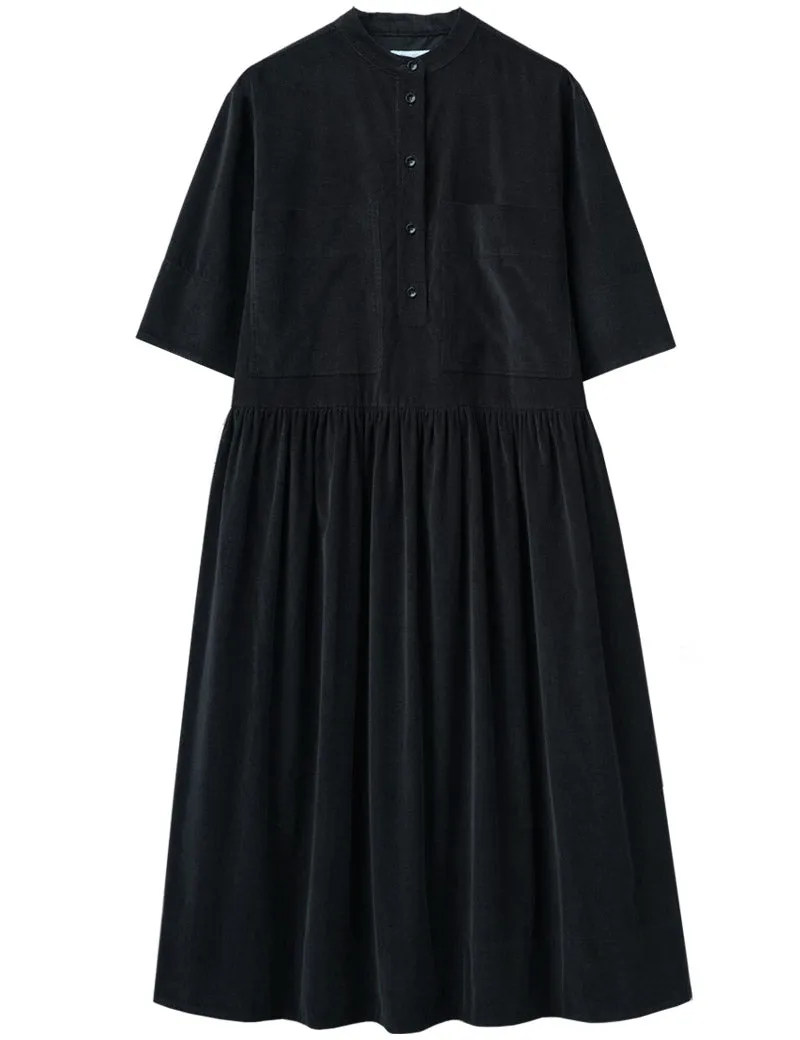 Toast Organic Needlecord Workwear Dress Slate Blue