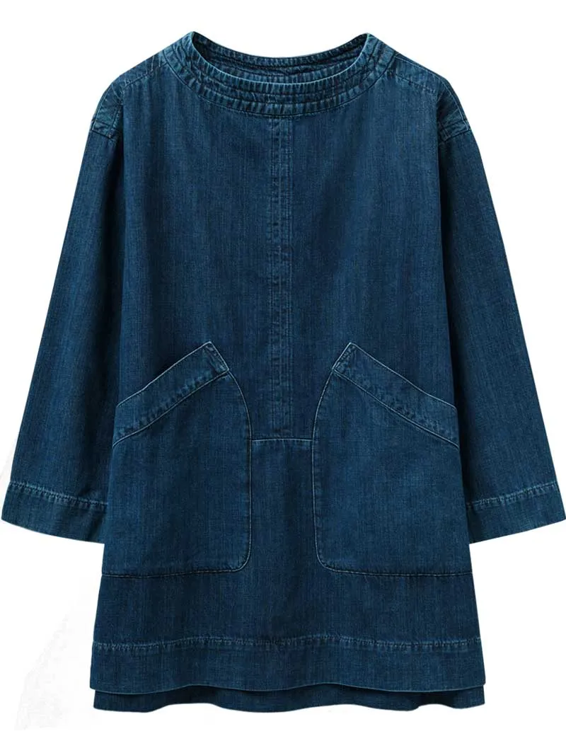 Toast Patch Pocket Denim Workwear Tunic Indigo