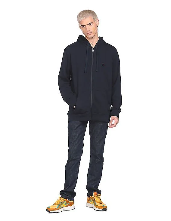 Tommy Hilfiger Men Navy Cotton Zip Through Hooded Sweatshirt