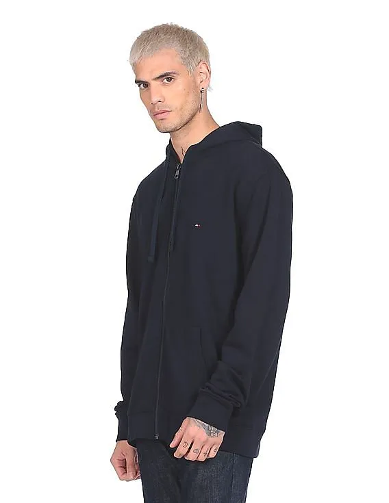 Tommy Hilfiger Men Navy Cotton Zip Through Hooded Sweatshirt