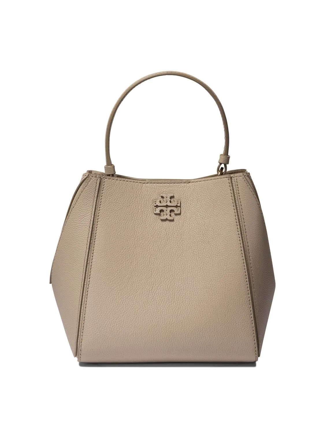 TORY BURCH Elegant Small Gray Leather Bucket Bag