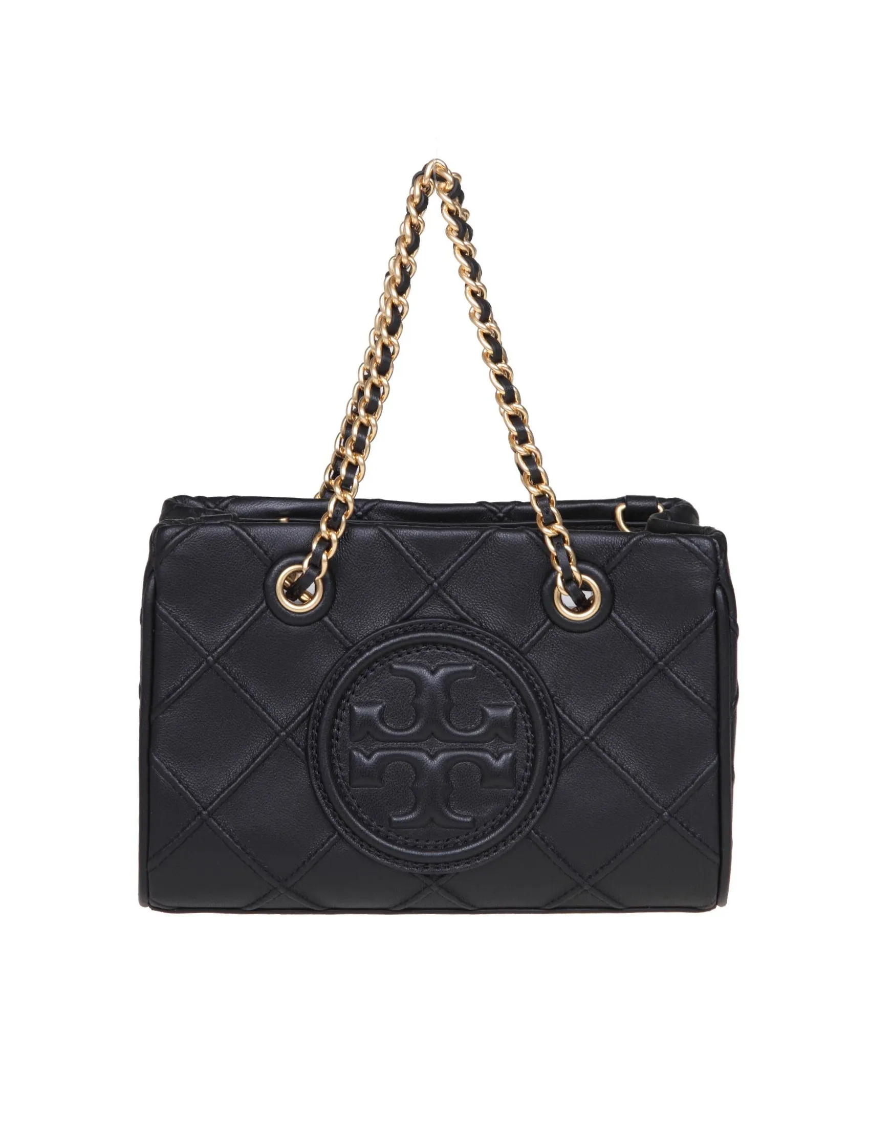 TORY BURCH MINI FLEMING SOFT BAG IN BLACK LEATHER