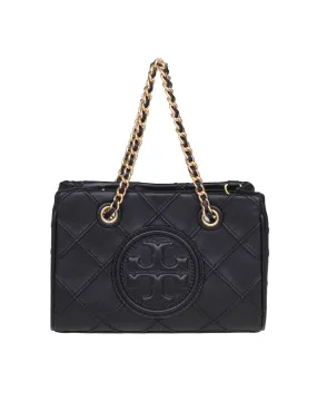 TORY BURCH MINI FLEMING SOFT BAG IN BLACK LEATHER